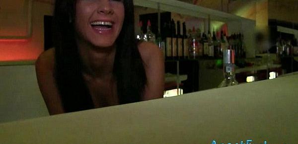  Slutty amateur Nia twat fucked in the bar for a lot of cash